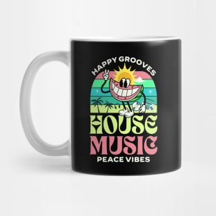 HOUSE MUSIC  - Happy Grooves , Peace Vibes (white/lime/pink) Mug